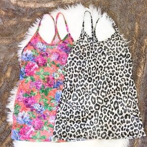 Vintage Delia’s Y2K Set of Two Semi Sheer Tank Tops Floral Animal Print